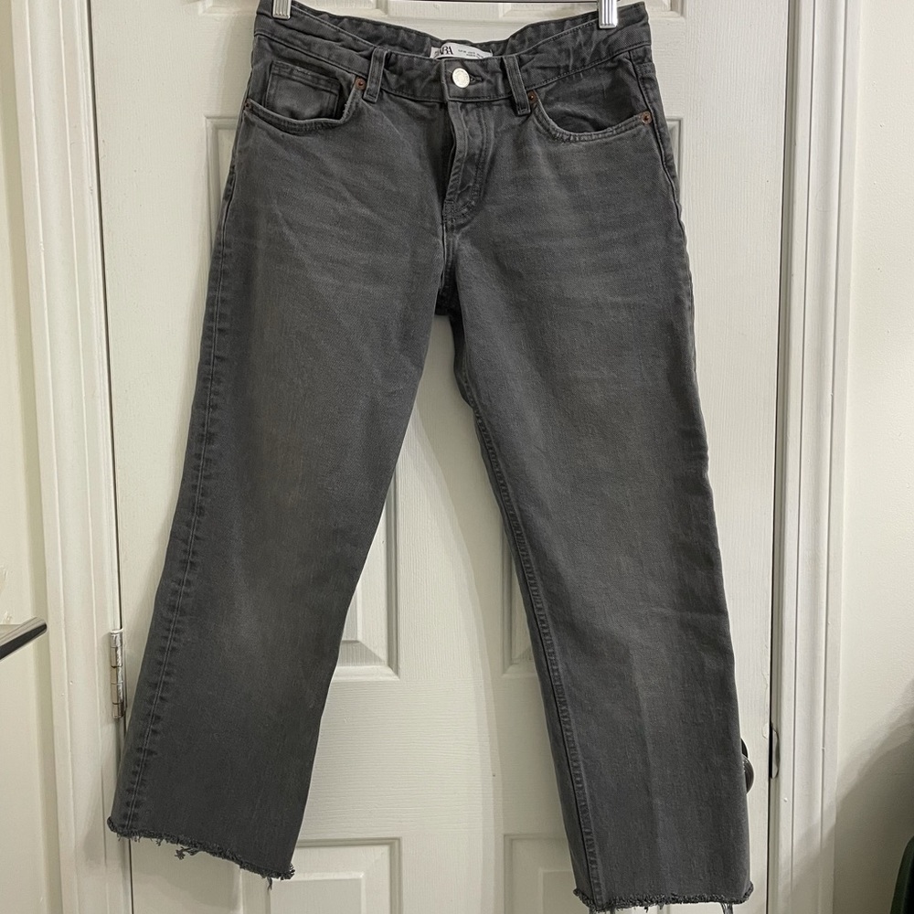 Zara Gray Straight Leg Jeans